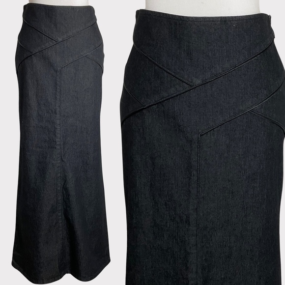 Bisou Bisou Denim Maxi Skirt | Y2K | Jean | Blue | Abstract | Size 2 - Picture 1 of 12